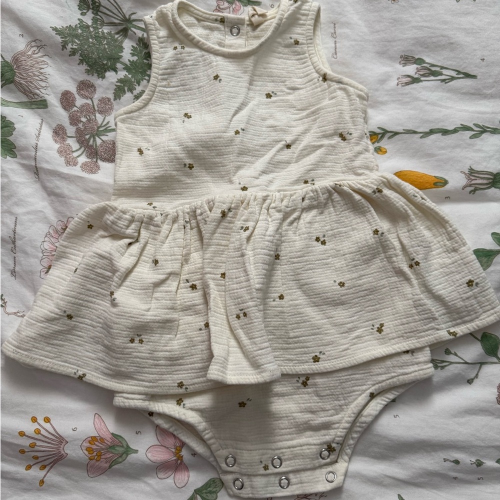 Quincy Mae Cream Diaper Cover with Floral Design